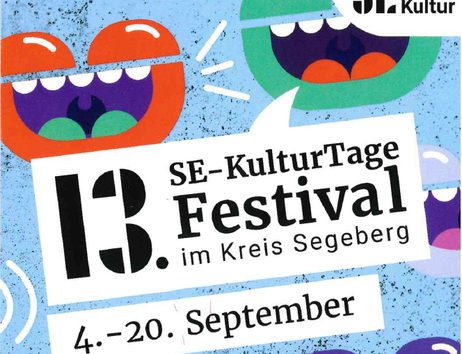 A colorful poster for the 13th SE-KulturTage Festival in the Segeberg district. The festival takes place from September 4 to September 20.