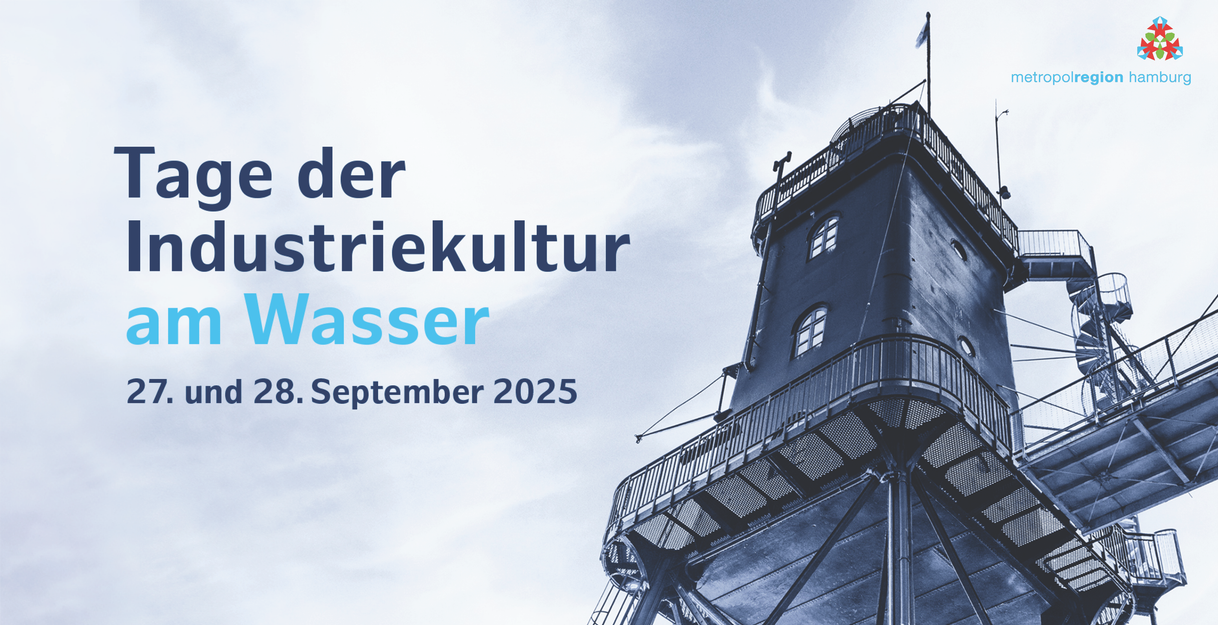 Plakat für die Tage der Industriekultur am Wasser mit dem Leuchtturm Obereversand