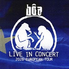 Poster der Band Bôa für die Europatournee 2026 mit zwei stilisierten Affen.