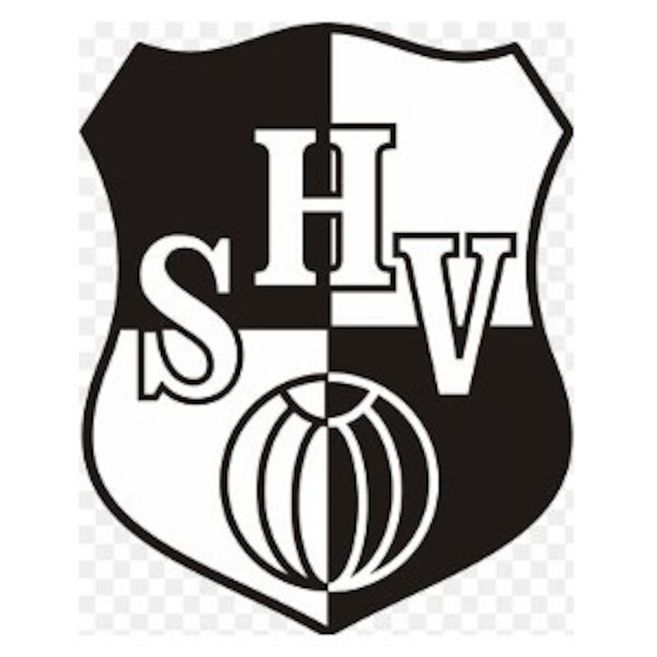 Logo des Heider SV mit schwarz-weißen Schild und Fußballsymbol.