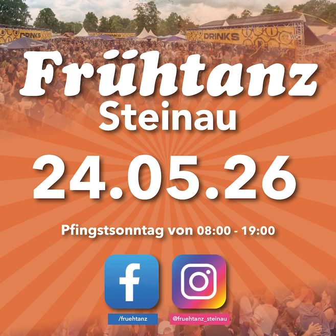 Werbeplakat für das Frühtanz-Event in Steinau am 24. Mai 2026.