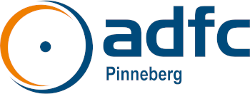 Logo des ADFC Pinneberg mit stilisiertem Rad und Schriftzug.