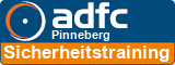 Logo des ADFC Pinneberg mit dem Schriftzug 'Sicherheitstraining'.