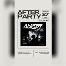 Poster für eine Afterparty mit dem Titel 'AbiGPT 2026', die am 27. Juni um 22:00 Uhr stattfindet.