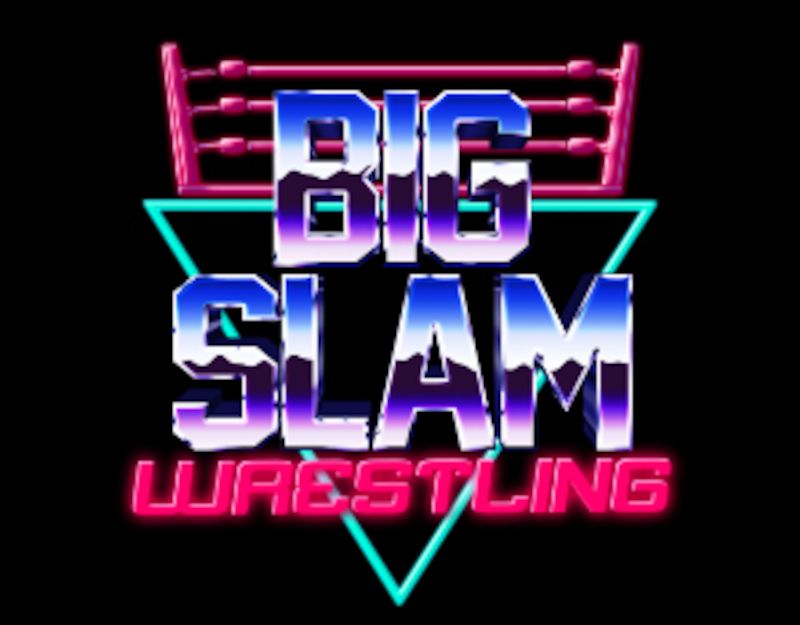 Logo von Big Slam Wrestling mit neonfarbenem Design.