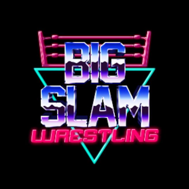 Logo von Big Slam Wrestling mit neonfarbenem Design.