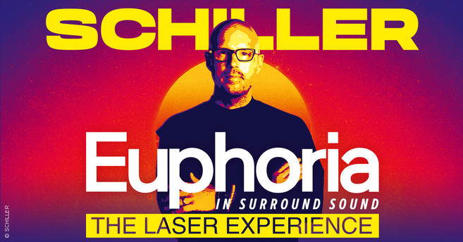 Plakat für Schillers Euphoria Tour 2026 mit einem Porträt und buntem Hintergrund.