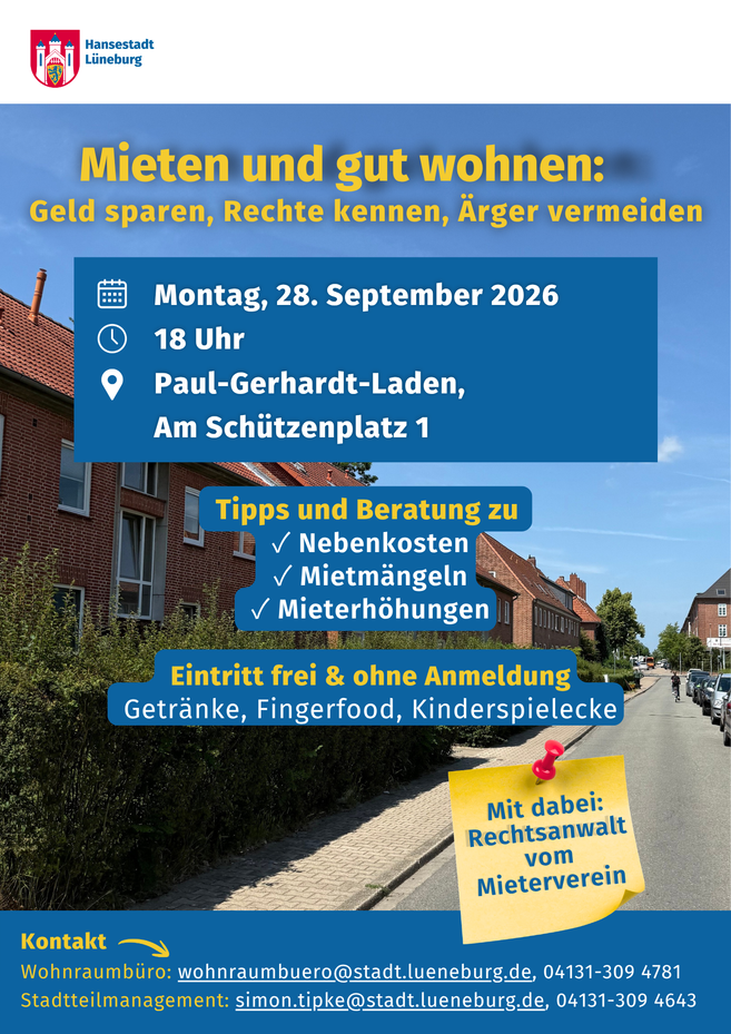 Einladung zu einer Veranstaltung über Mietrecht in Lüneburg.