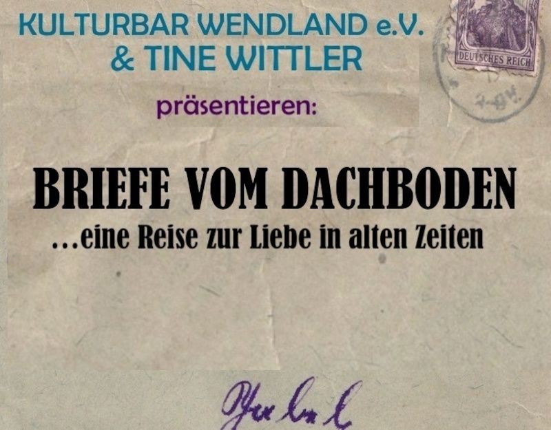 Poster für eine Veranstaltung mit dem Titel 'Briefe vom Dachboden'.