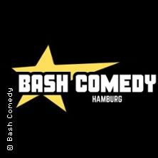 Logo von Bash Comedy Hamburg mit gelbem Stern auf schwarzem Hintergrund.