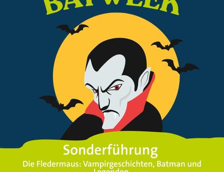A drawn vampire glares at the viewer while being surrounded by some bats.