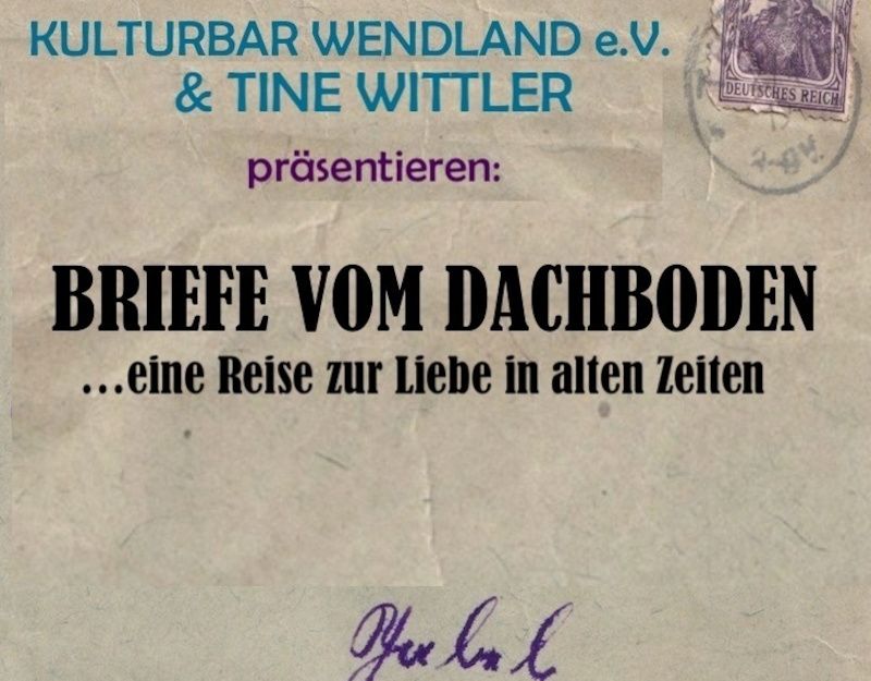 Poster für eine Veranstaltung mit dem Titel 'Briefe vom Dachboden'.