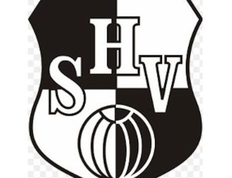 Logo des Heider SV mit schwarz-weißen Schild und Fußballsymbol.