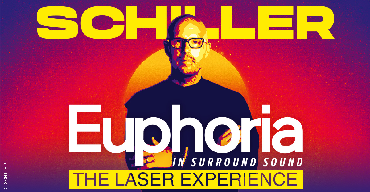 Plakat für Schillers Euphoria Tour 2026 mit einem Porträt und buntem Hintergrund.